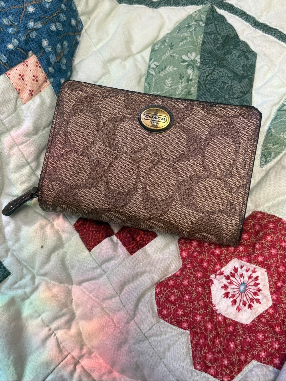 Coach Signature C Brown PVC and Leather Wallet